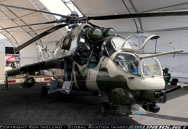 A Nigerian Air Force Mi-24 Hind attack helicopter